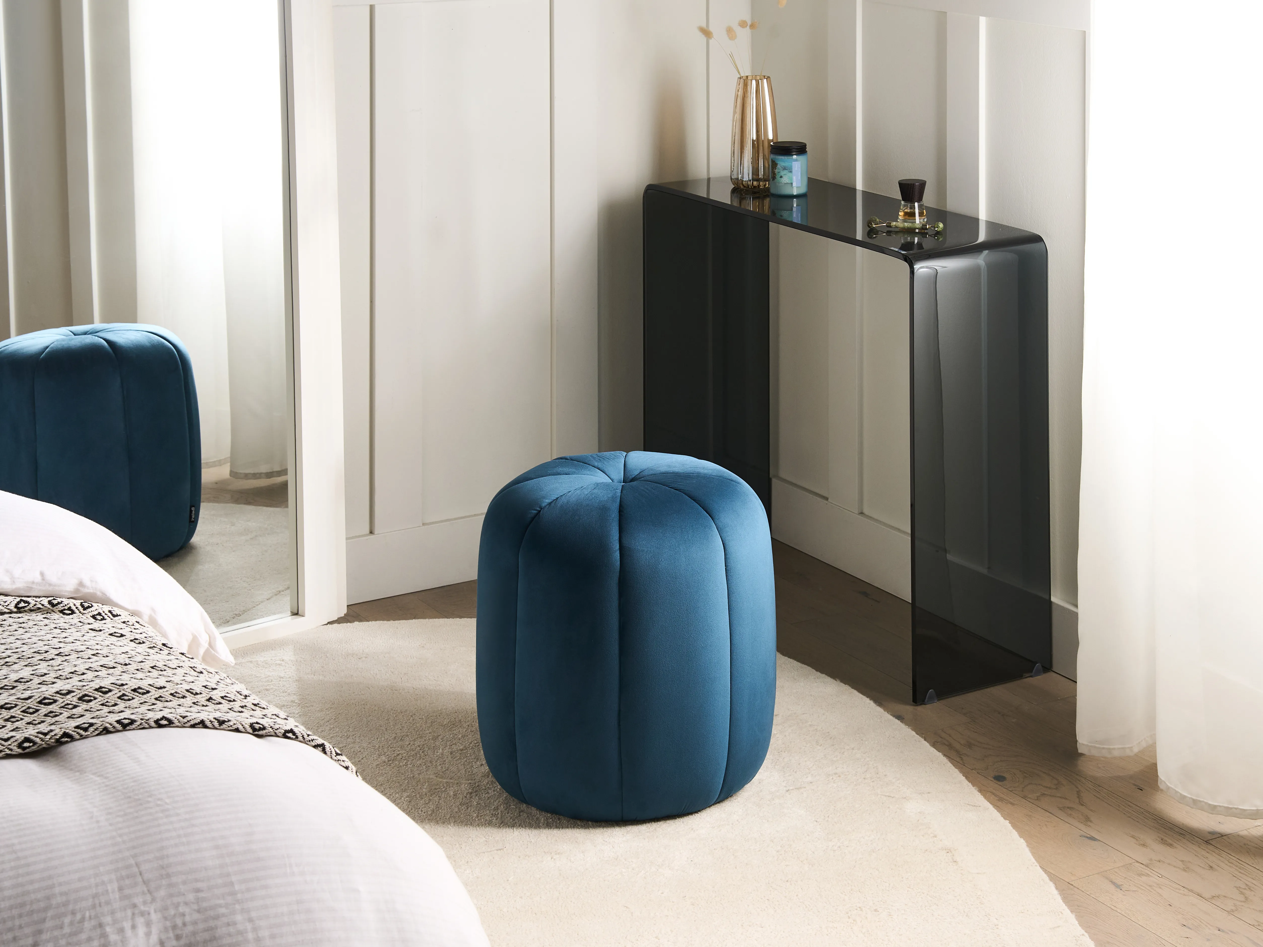 Poef SELBY Fluweel Blauw