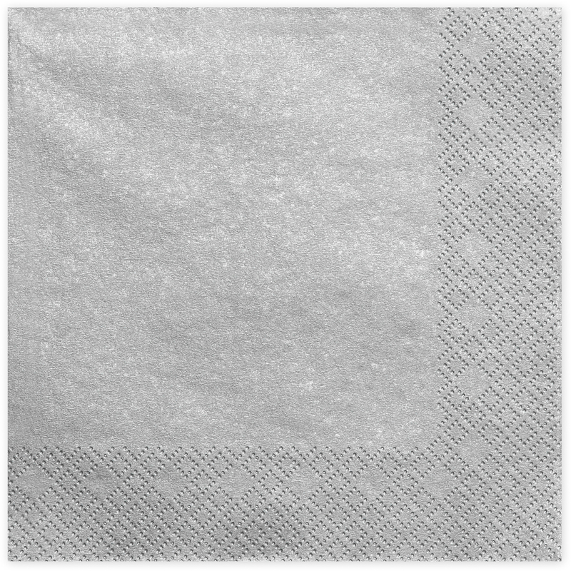 Partydeco Servietten, 33 x 33 cm, 1/4-Falz, silber, 20 Stück