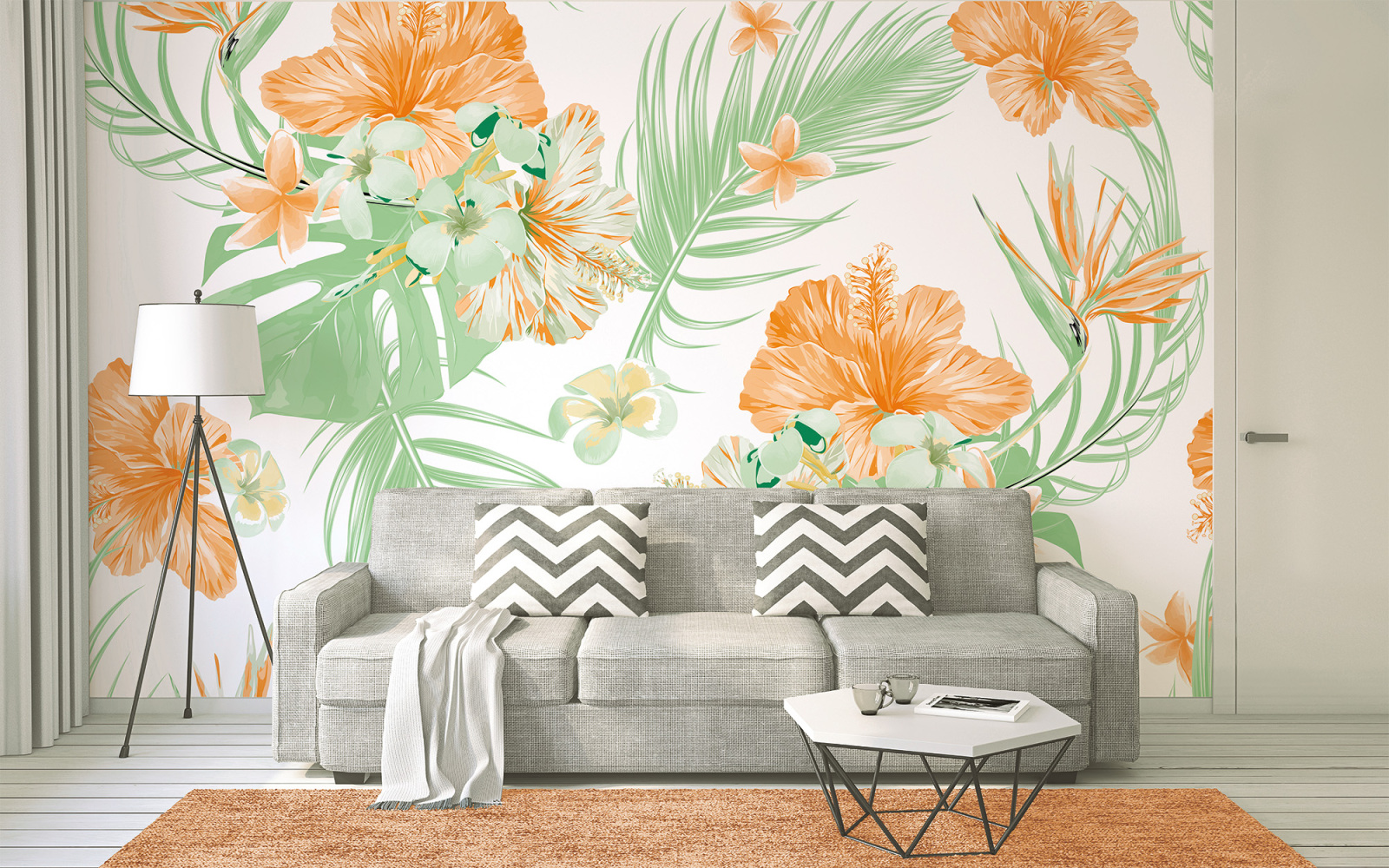Fototapete DESIGNWALLS - weiß-grün - Blumen - 2,55 Meter