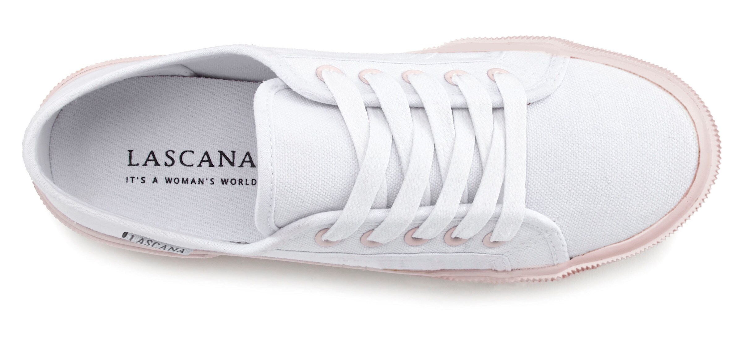 LASCANA Sneaker in weiß-rosa