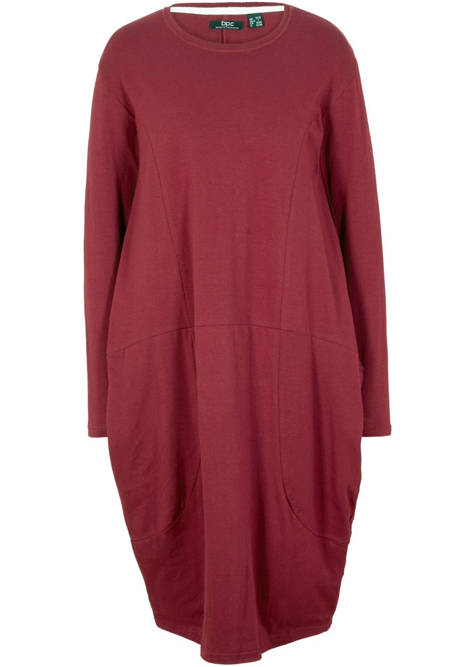 Robe forme en O en coton avec poches, manches longues et longueur genou