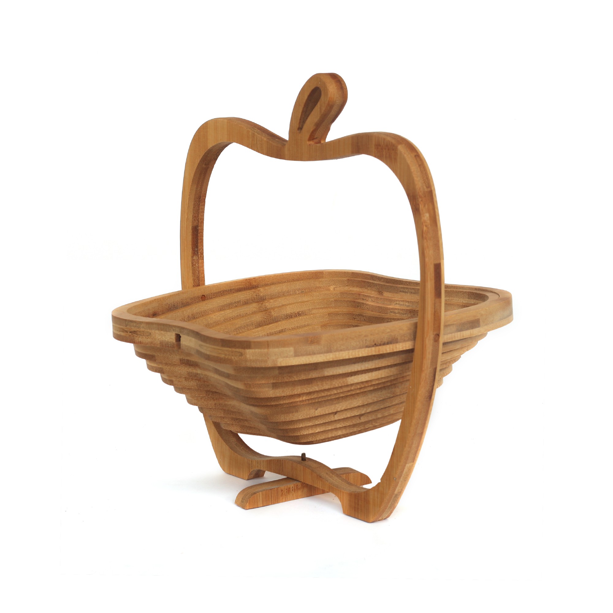Fruchtkorb 'Apfel', Bambus, T 30 cm, B 27 cm, H 2 cm von fischer's lagerhaus