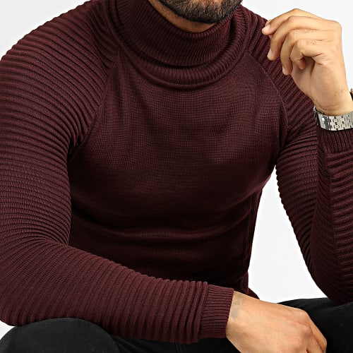 Pull Col Roulé Avec Empiecement 0197 Bordeaux