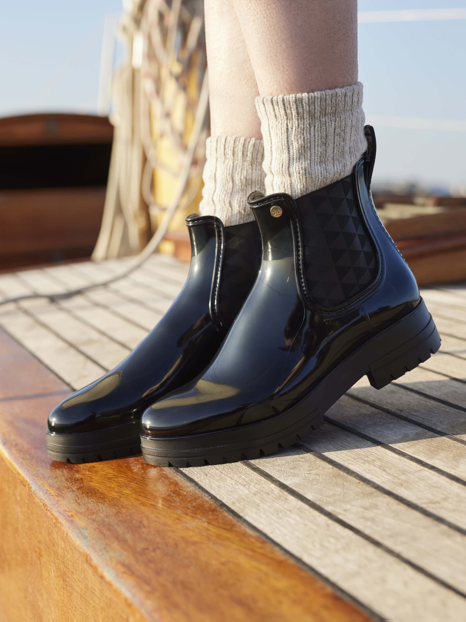 Bottes De Pluie Femme Semelle Epaisse Noires