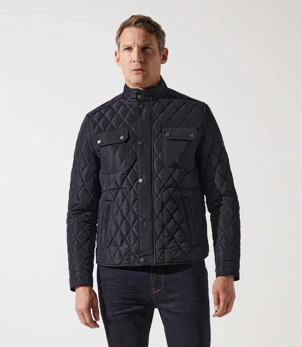 Blouson surchemise à col montant matelassé marine MACEO