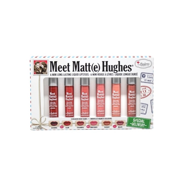 theBalm Meet Matte Hughes Mini Kit Special Delivery Set mit sechs matten flüssigen Lippenstiften 6x1,2 ml