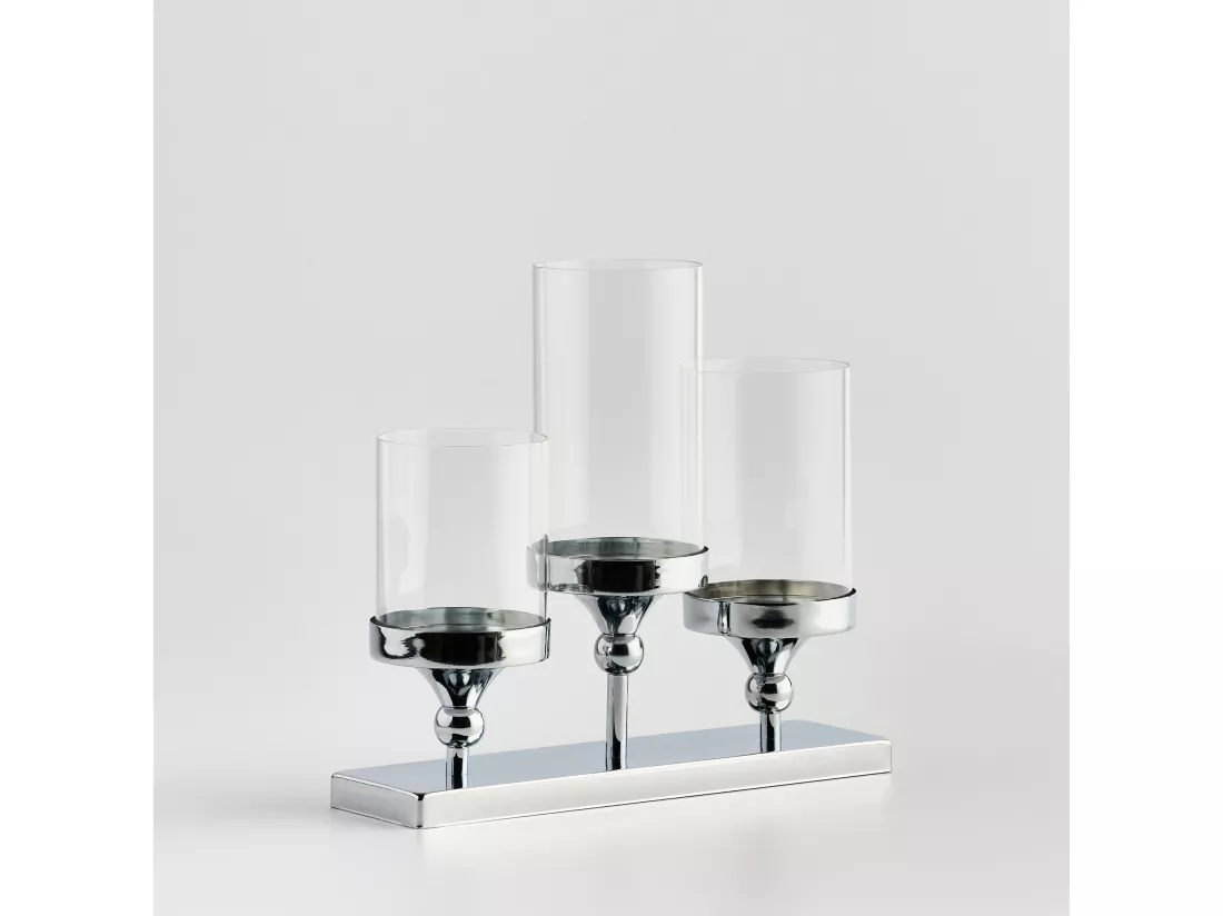Bougeoir Gustavo argent moyen 28 x 9 x 35