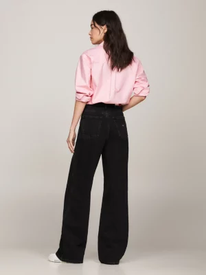 Calça jeans preta Claire de cintura alta e pernas largas