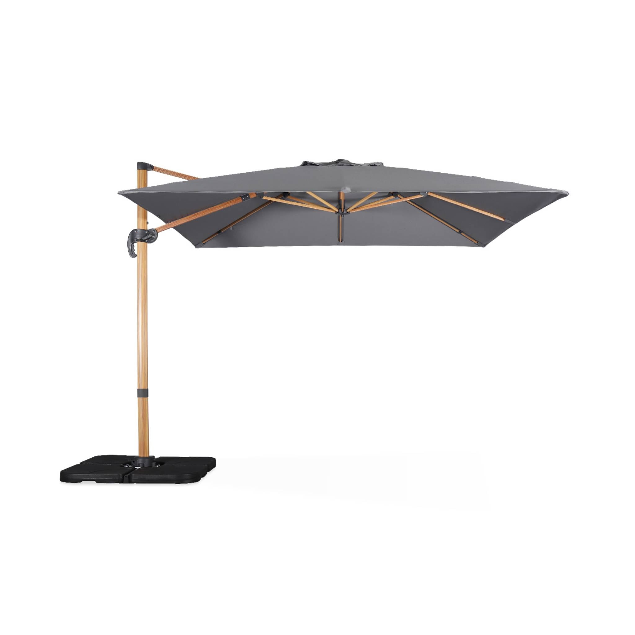 sweeek - Vierkante offset parasol 3x3m, paal met houteffect
