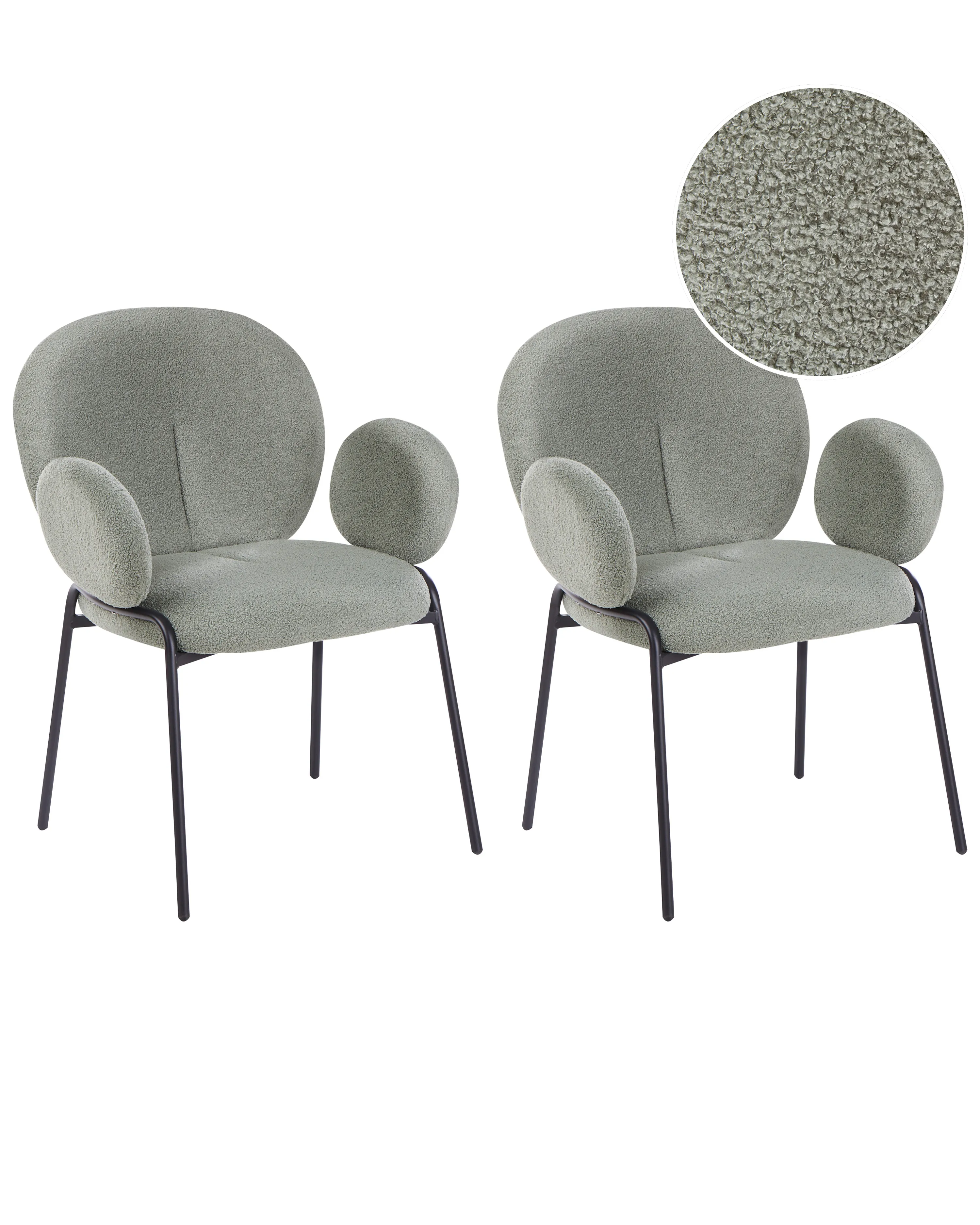 Set van 2 eetkamerstoelen ELY Bouclé Lichtgroen