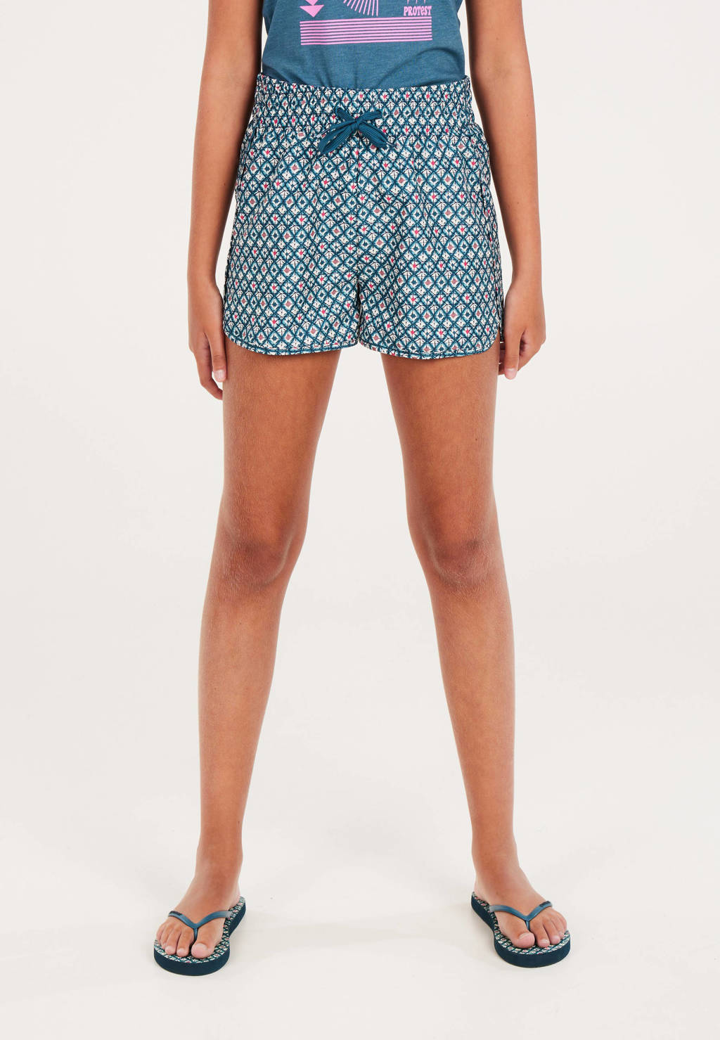 Protest casual short met all over print blauw/wit/rood
