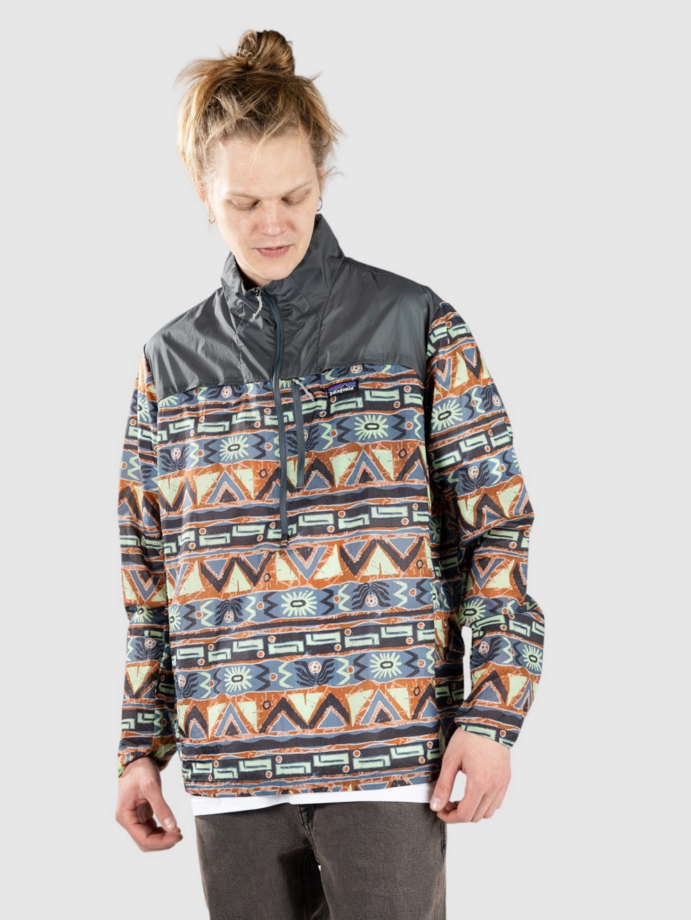 Patagonia Houdini Stash 1/2 Zip Jacket high hopes geo/forge grey