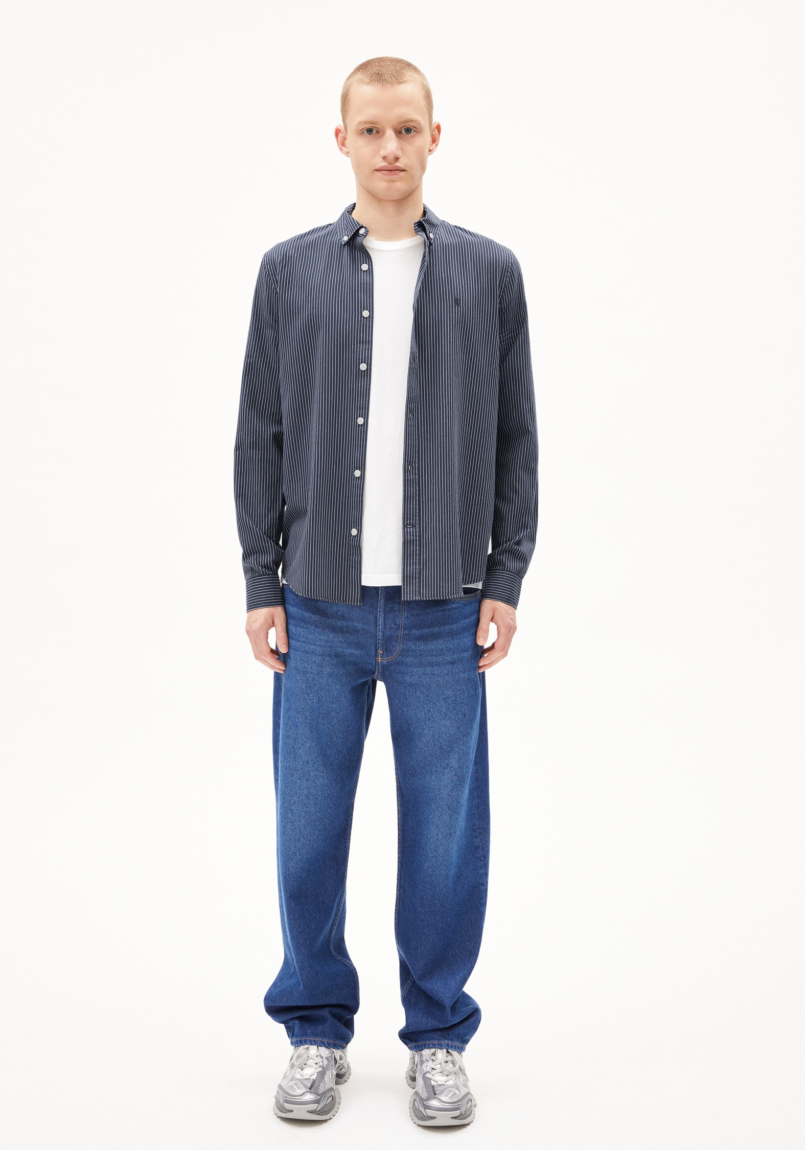 Armedangels Hemd Quaasa Stripes Night Sky-White