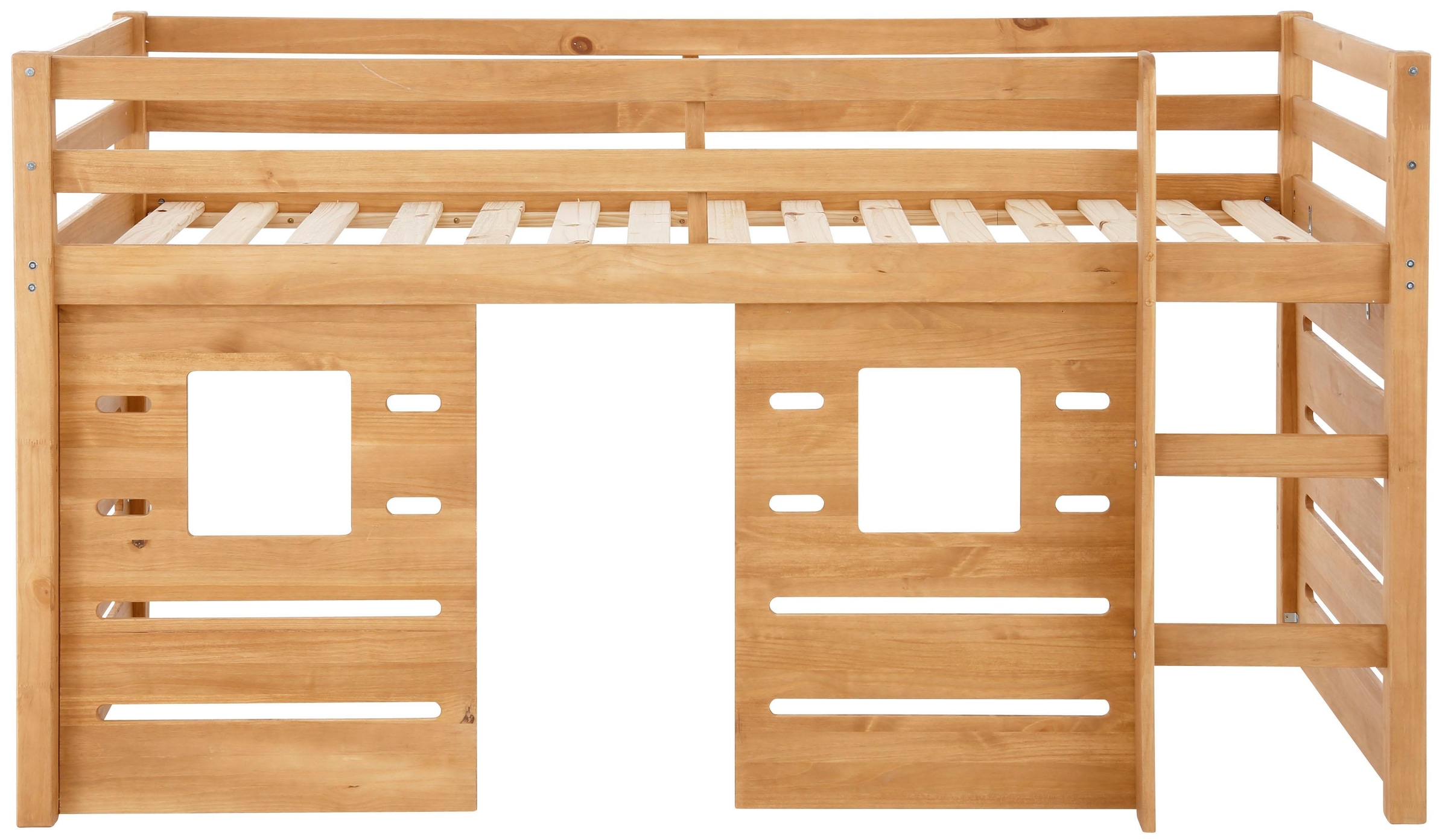 Lüttenhütt Hochbett »Alpi« aus Kiefernholz, inklusive Leiter und Panel, Aussenmassenbreite 103 cm