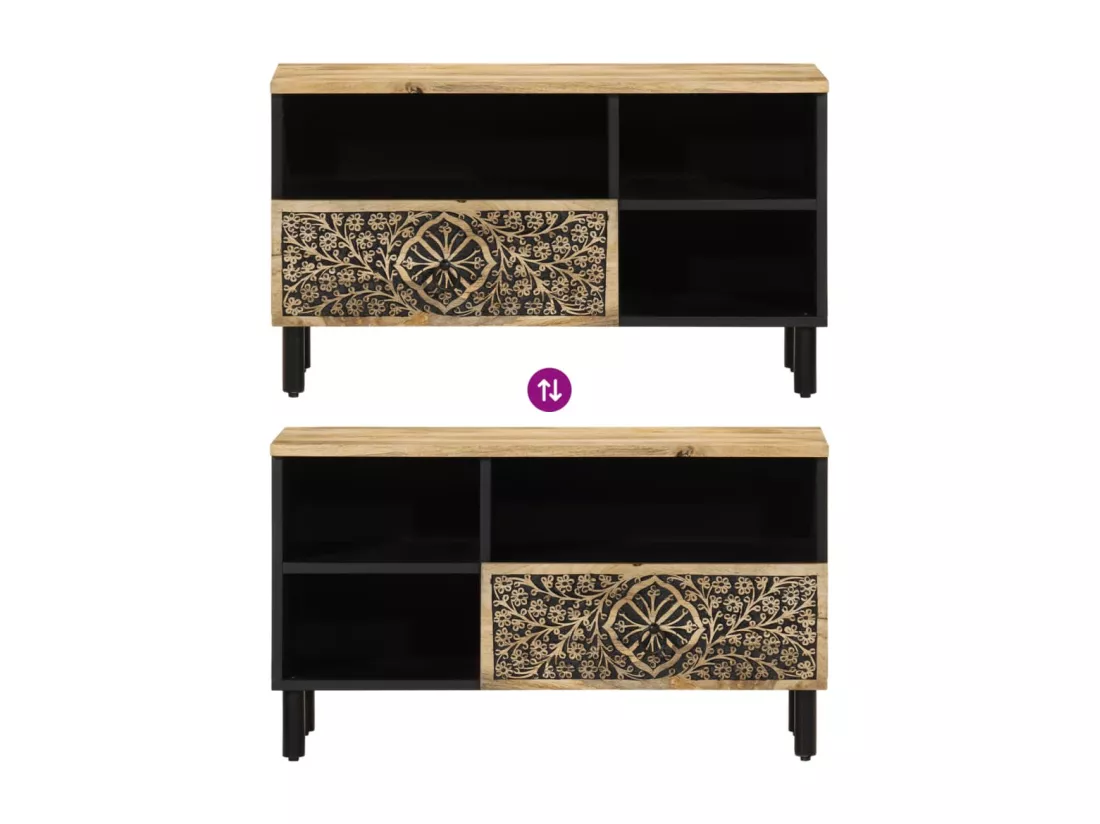 Meuble TV 80x33x46 cm bois massif de manguier