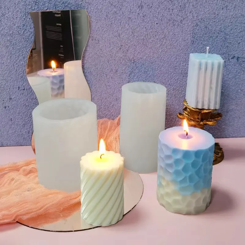 (Ø75mm) Silikon Zylinder Form DIY Wachs Kerzen Giessen - Spiral