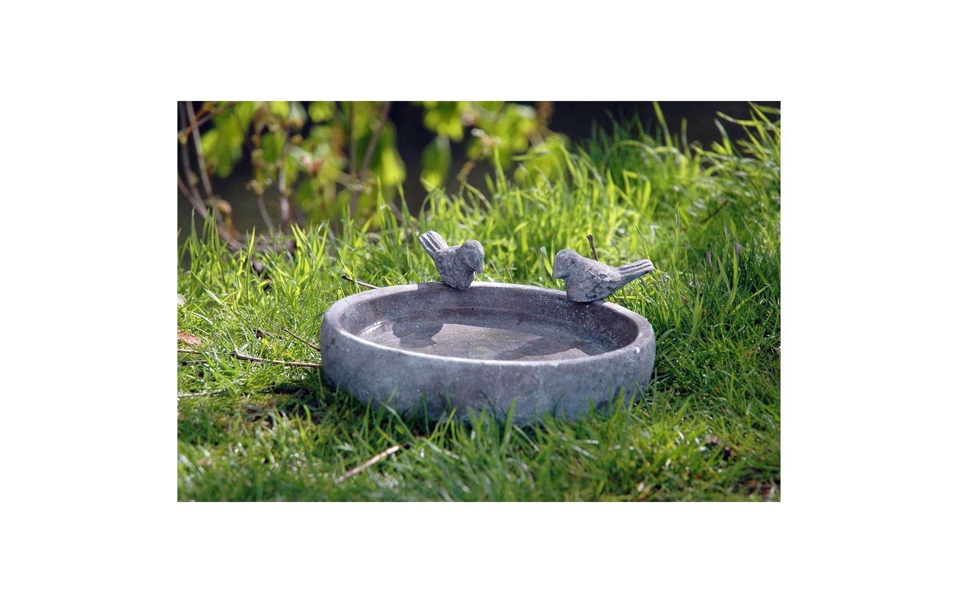 Vogeltränke Pool-Oase, 18 x 18 x 4.5 cm, ZementVogelbad mit Deko-Vögeln