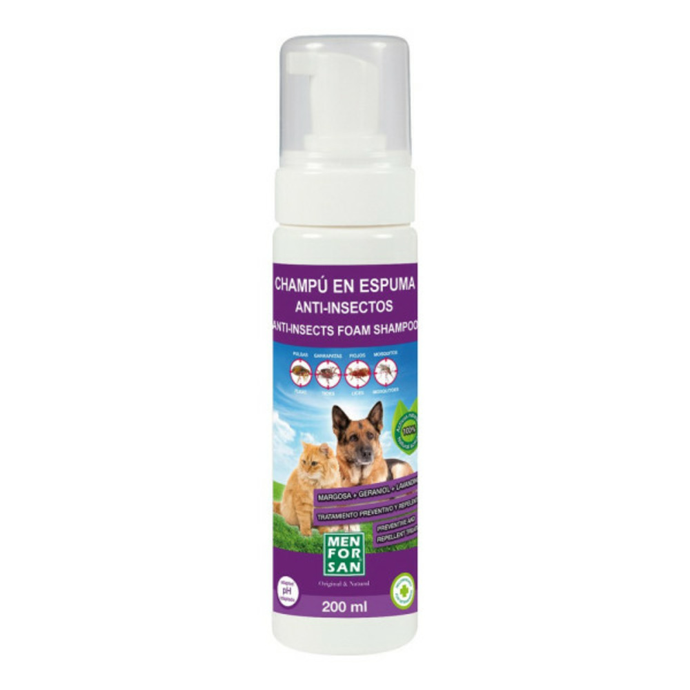 Shampoing pour animaux de compagnie men for san mousse répulsif d'insectes (200 ml)