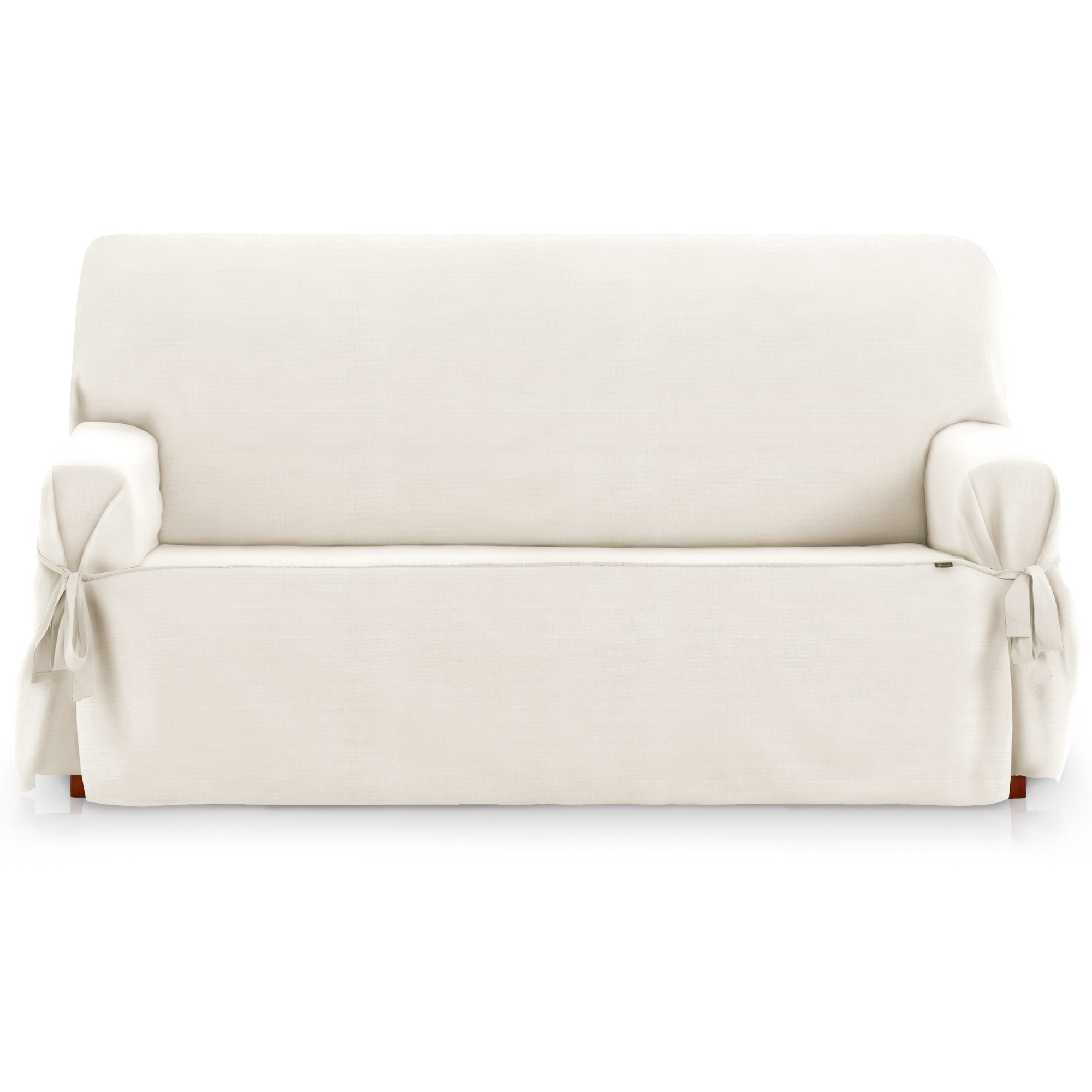 Capa protetora para sofá/poltrona de 1 lugar com amarras. Cor marfim. 1 lugar (80 - 120 cm)