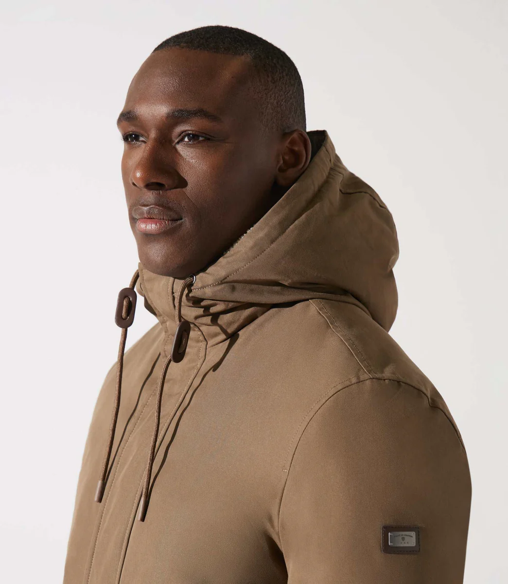 Parka longue à capuche taupe MANCHESTER
