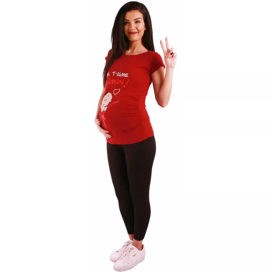 M.M.C. Umstandsshirt Je t’aime maman mit Motiv Weinrot