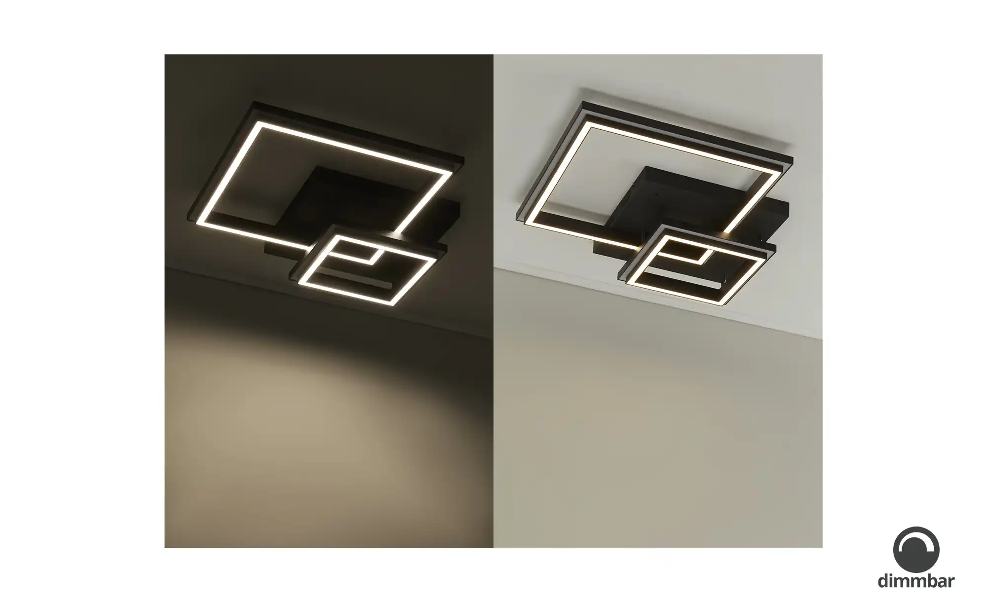 KHG Smart-Home Deckenleuchte, schwarz `Vierecke`
