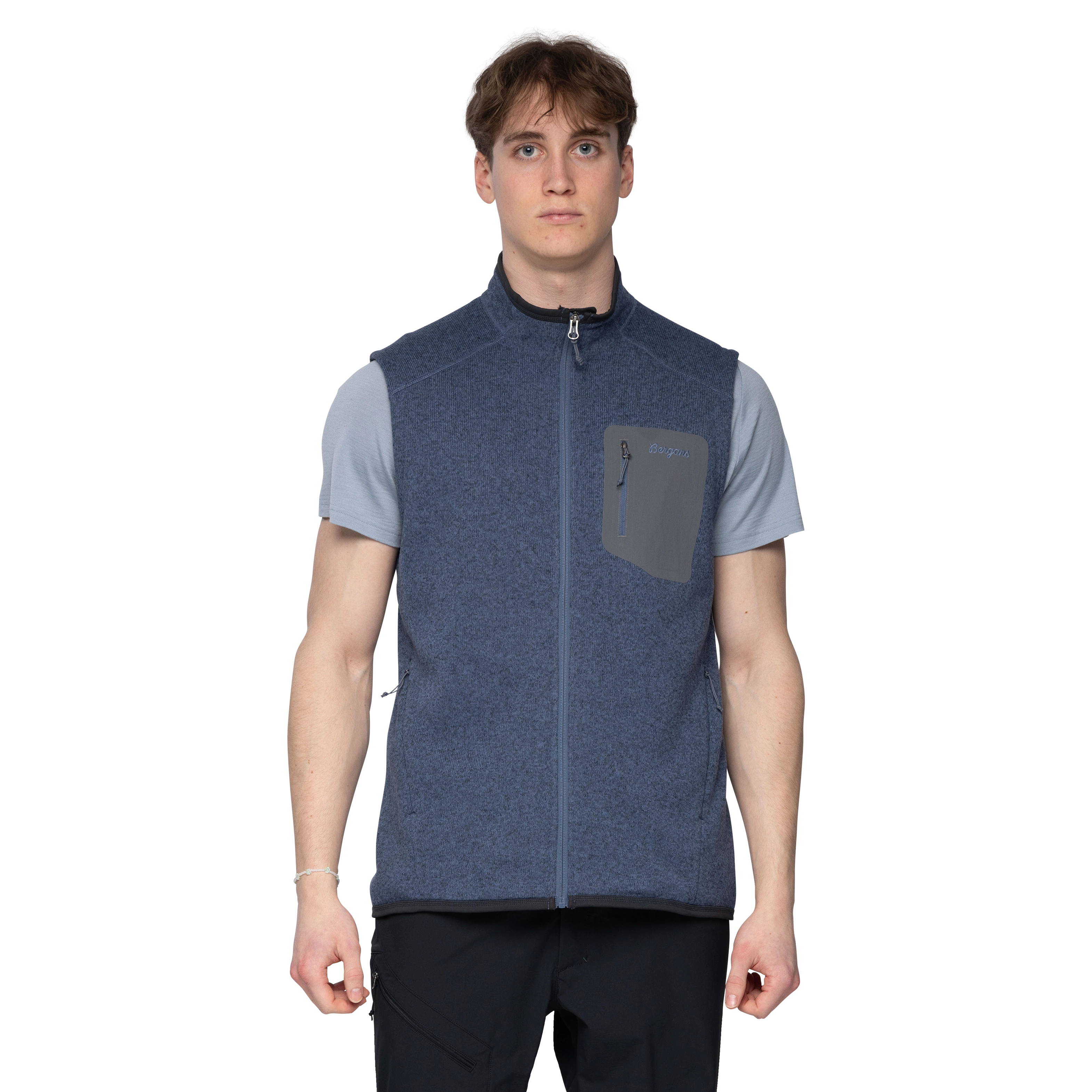 Kamphaug Knitted Vest Men Granite Blue