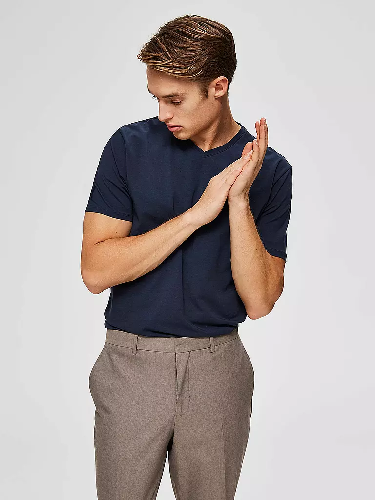 SELECTED T-Shirt SLHNEWPIMA blau