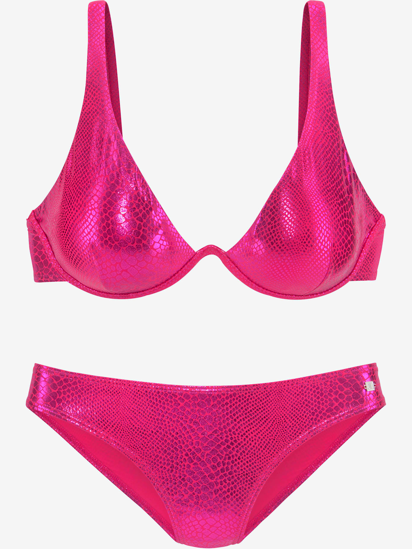 Maillot de bain à armatures revêtement brillant imitation serpent