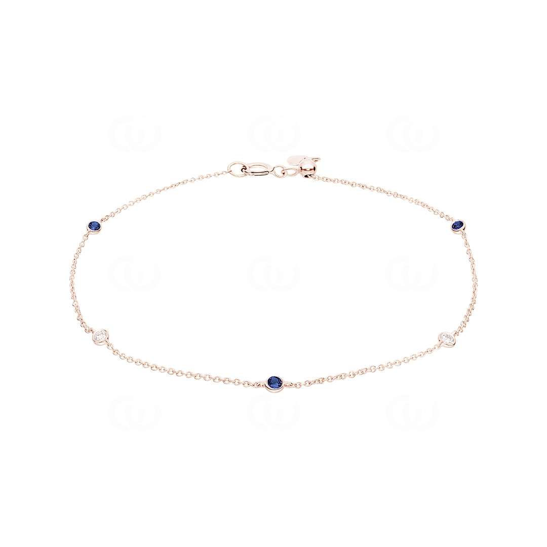 Armband 750/18 K Roségold mit Saphiren & Diamanten 0.06 ct H/si