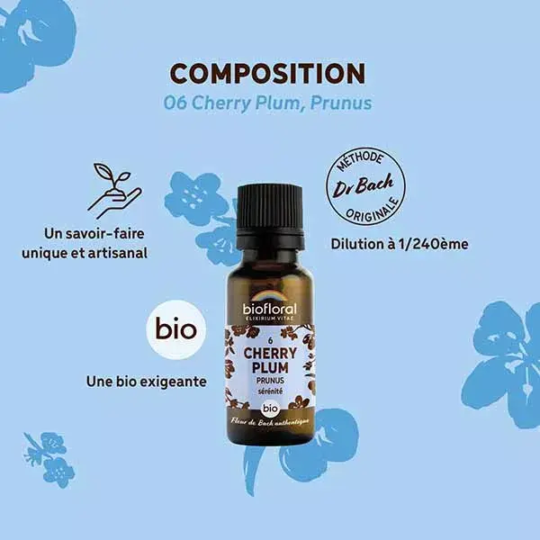 Biofloral 06 Cereja, Ameixa, Prunus, Grânulos Orgânicos de Florais de Bach 19,5g