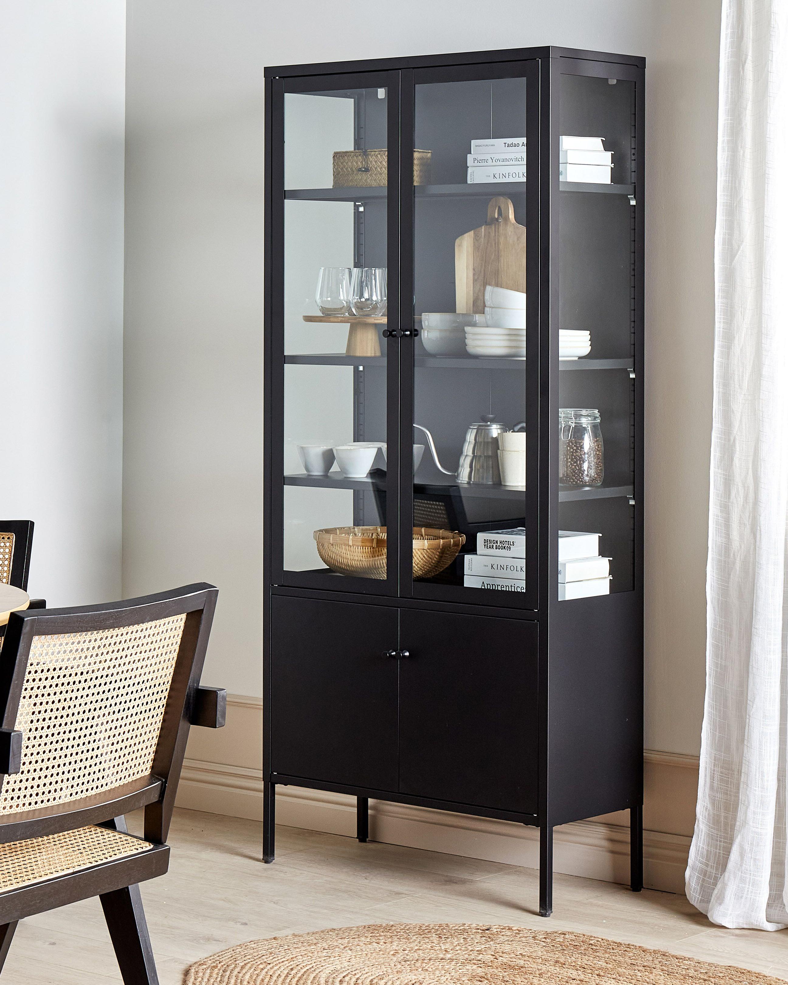 Glazen vitrinekast OXTED Metaal 80 cm Zwart