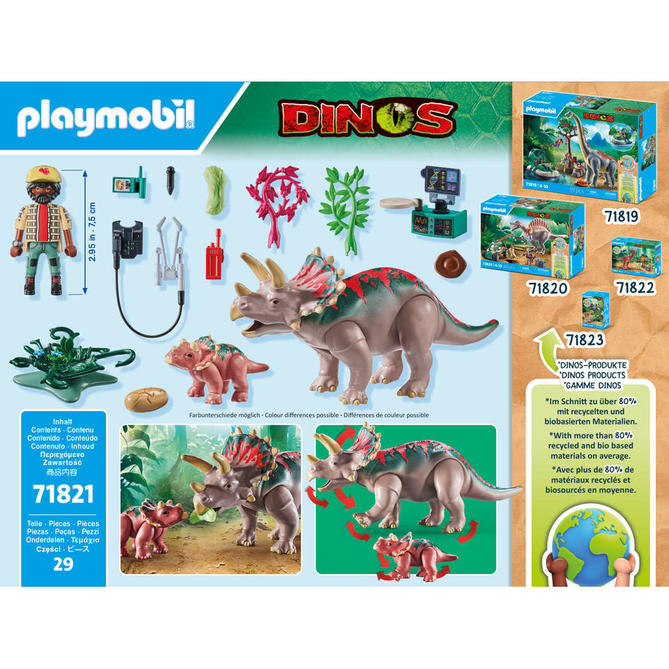 PLAYMOBIL Dinos triceratops familie 71821