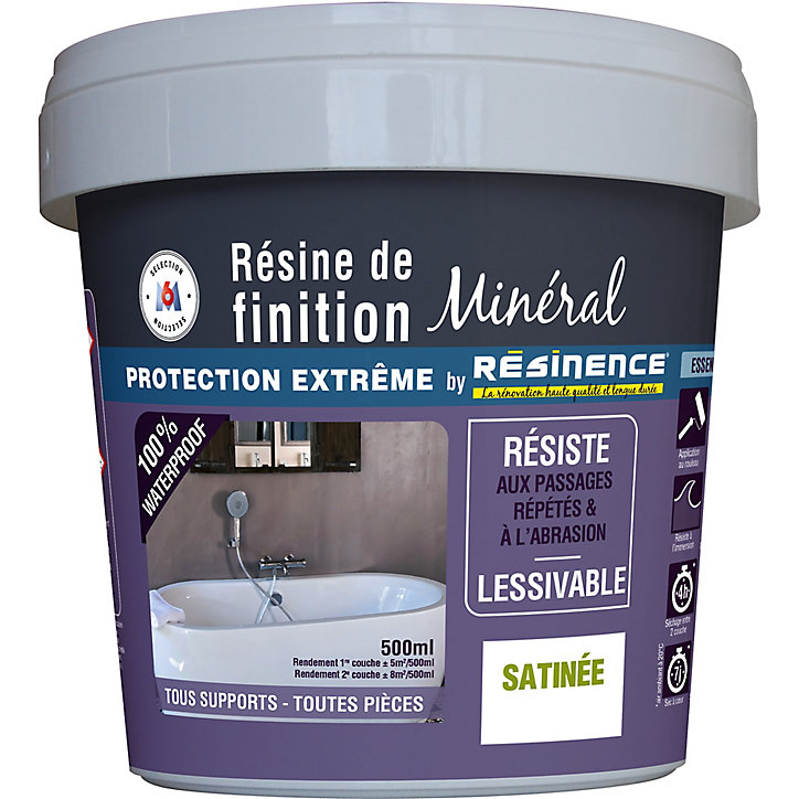 Résine de finition zone humide Résinence béton minéral satin 0,5L