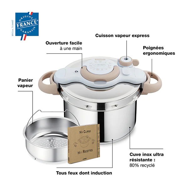 Cocotte-minute® clipsominut eco respect 9 L natural Seb