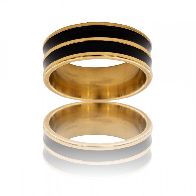 Bague Acier Doré Noir Homme ORA