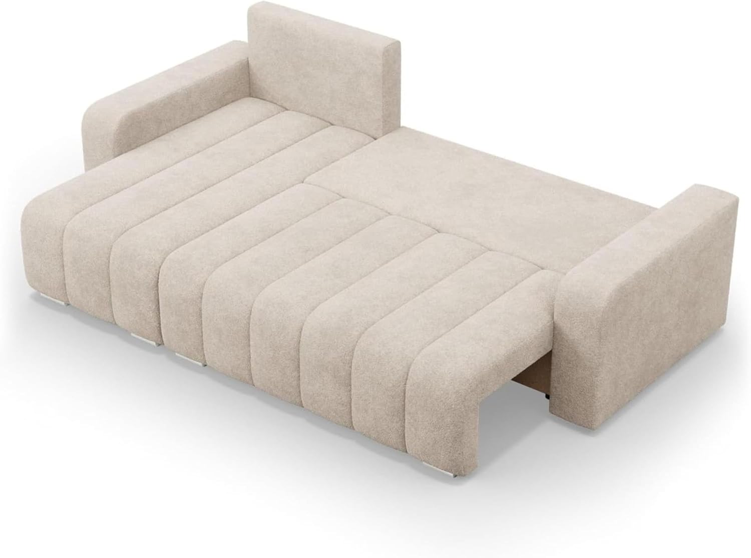 Mebligo - Ecksofa mit Schlaffunktion und Betkasten 237 cm Breit Abrielle, Eckcouch Universelle Form, Sofa mit Bonell Federkern, Couch Wohnzimmer, Ecke Sofa - Beige (Abriamo 03)