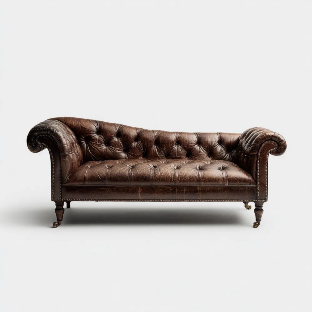 Chaiselongue Leder 200x80x85 cm – Dunkelbraun – Klassisches Design