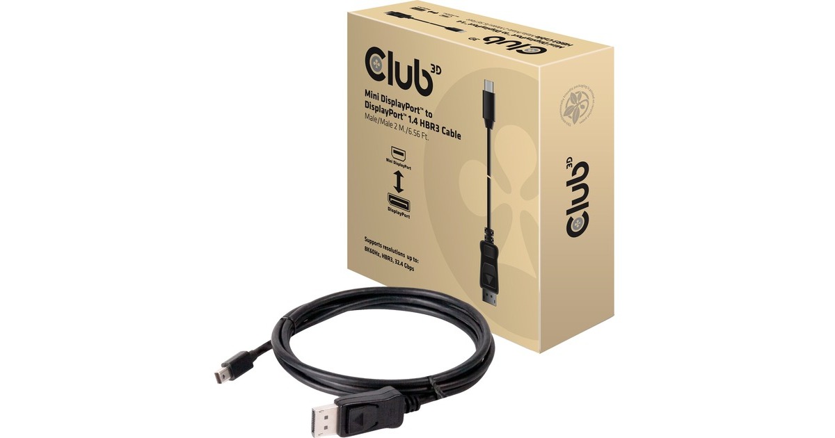 Club 3DMini DisplayPort > Displayport 1.4 HBR3 kabel  (Zwart, 2 meter)