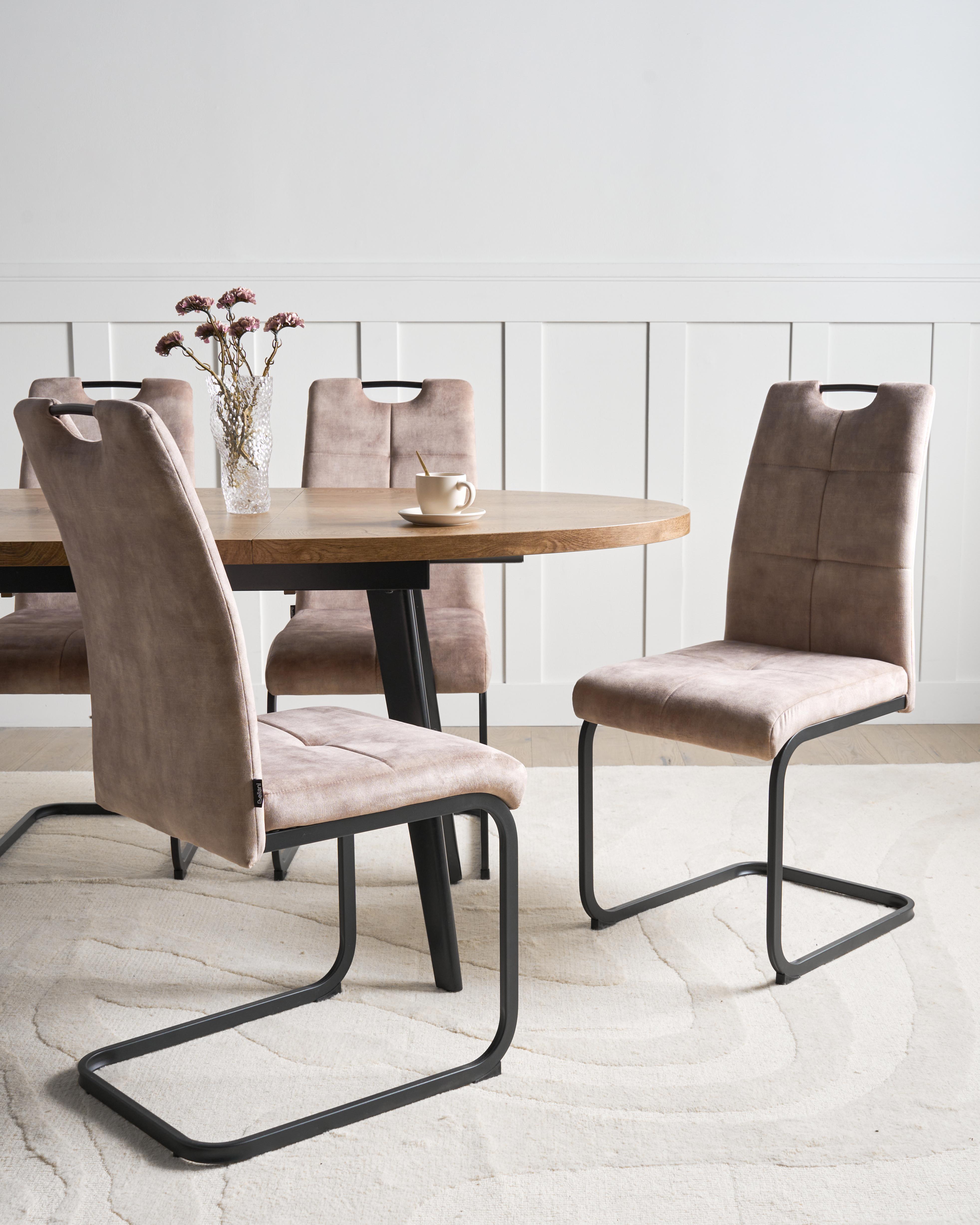 Set van 4 eetkamerstoelen CISCO Stof Taupe