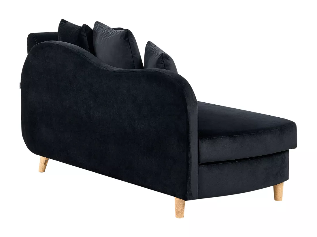 Chaise longue côté droit en velours noir MERI II