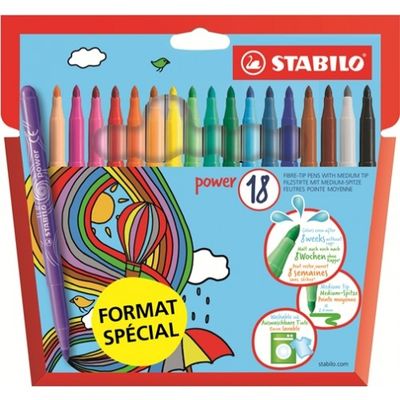 STABILO power - 18 Feutres format spécial - pointe moyenne