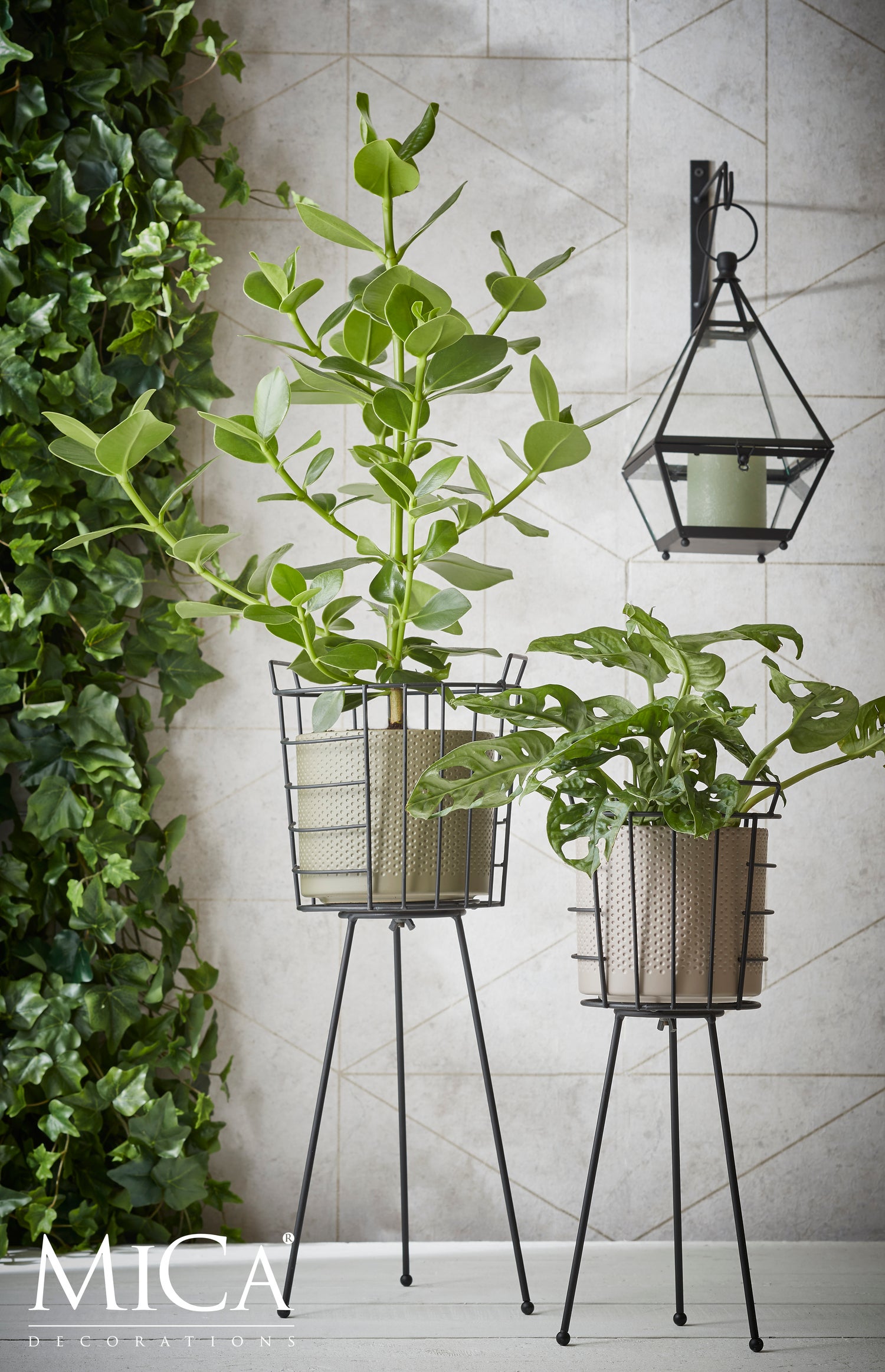Mica Decorations plantenstandaard Midar zwart D 19 H 50 cm