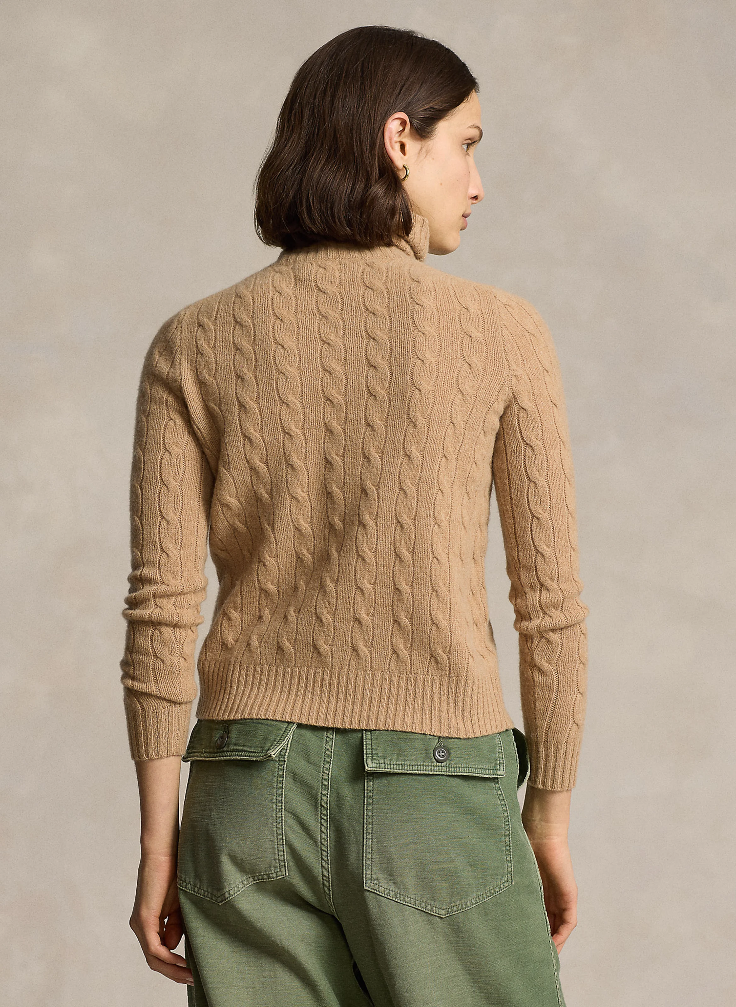 Pull col roulé en laine et cachemire | Beige