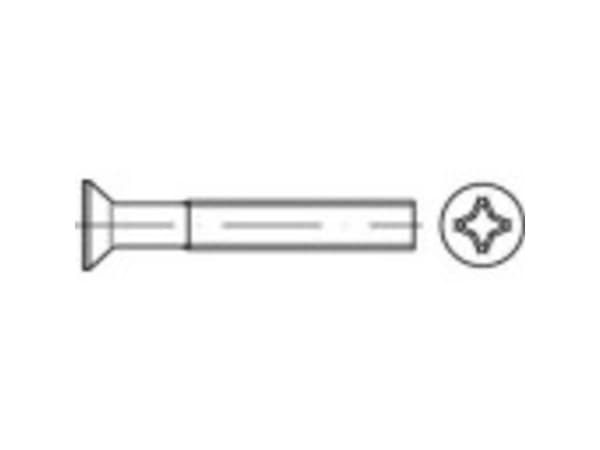 TOOLCRAFT 1066187 Undersænkede skruer M4 8 mm Krydskærv Philips DIN 965 Rustfrit stål A4 1000 stk