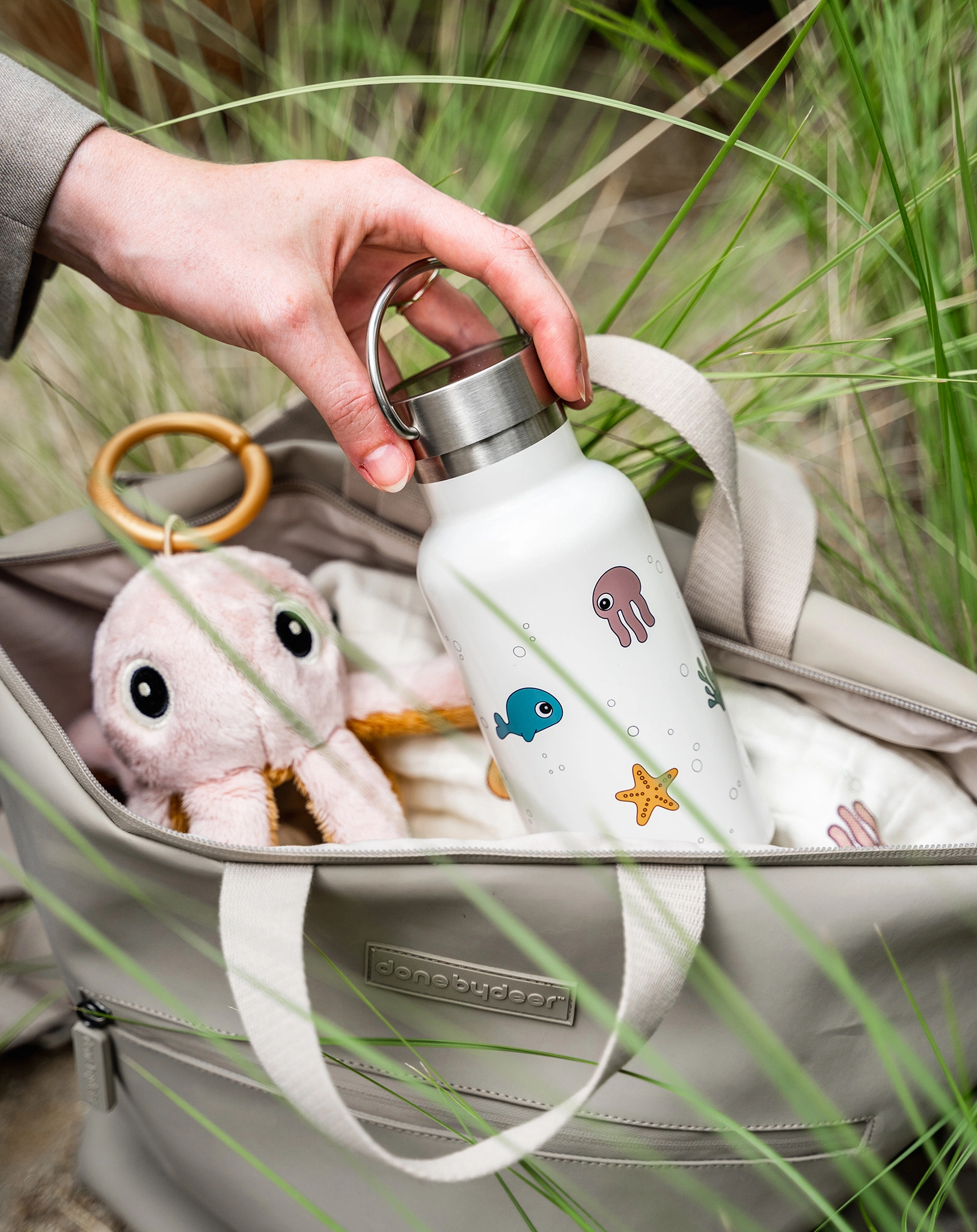Edelstahl-Thermosflasche SEA FRIENDS (350ml) in beige