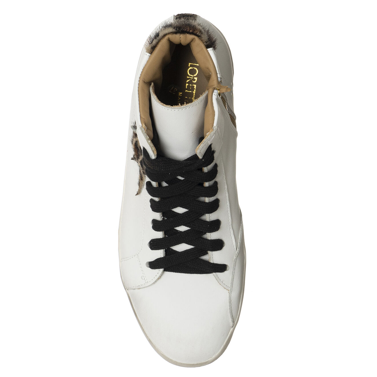 Loretta Pettinari Sneakers en Cuir Chaly blanc/léopard