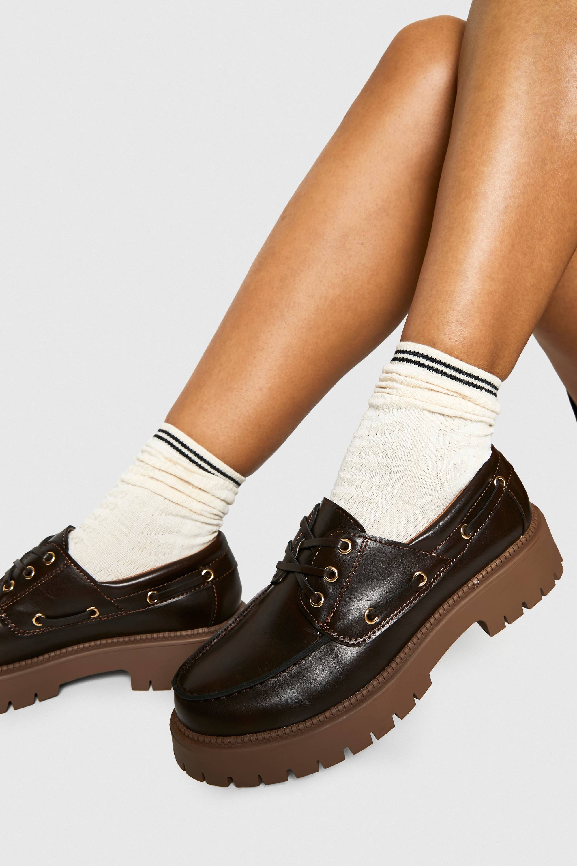 boohoo Chunky Boat Shoe Loafers