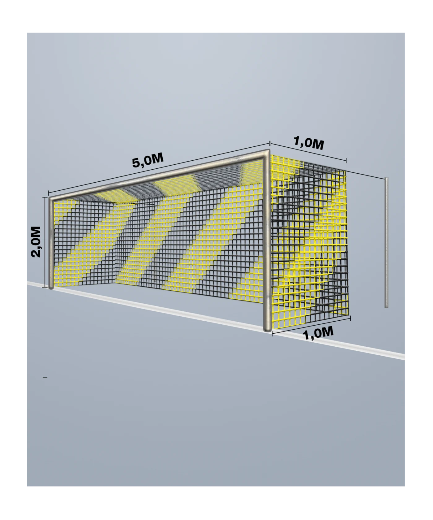 Cawila Tornetz 5,15x2,05m | Tiefe 1,0x1,0m | Maschenweite 12cm | Stärke 4mm | gelb/schwarz