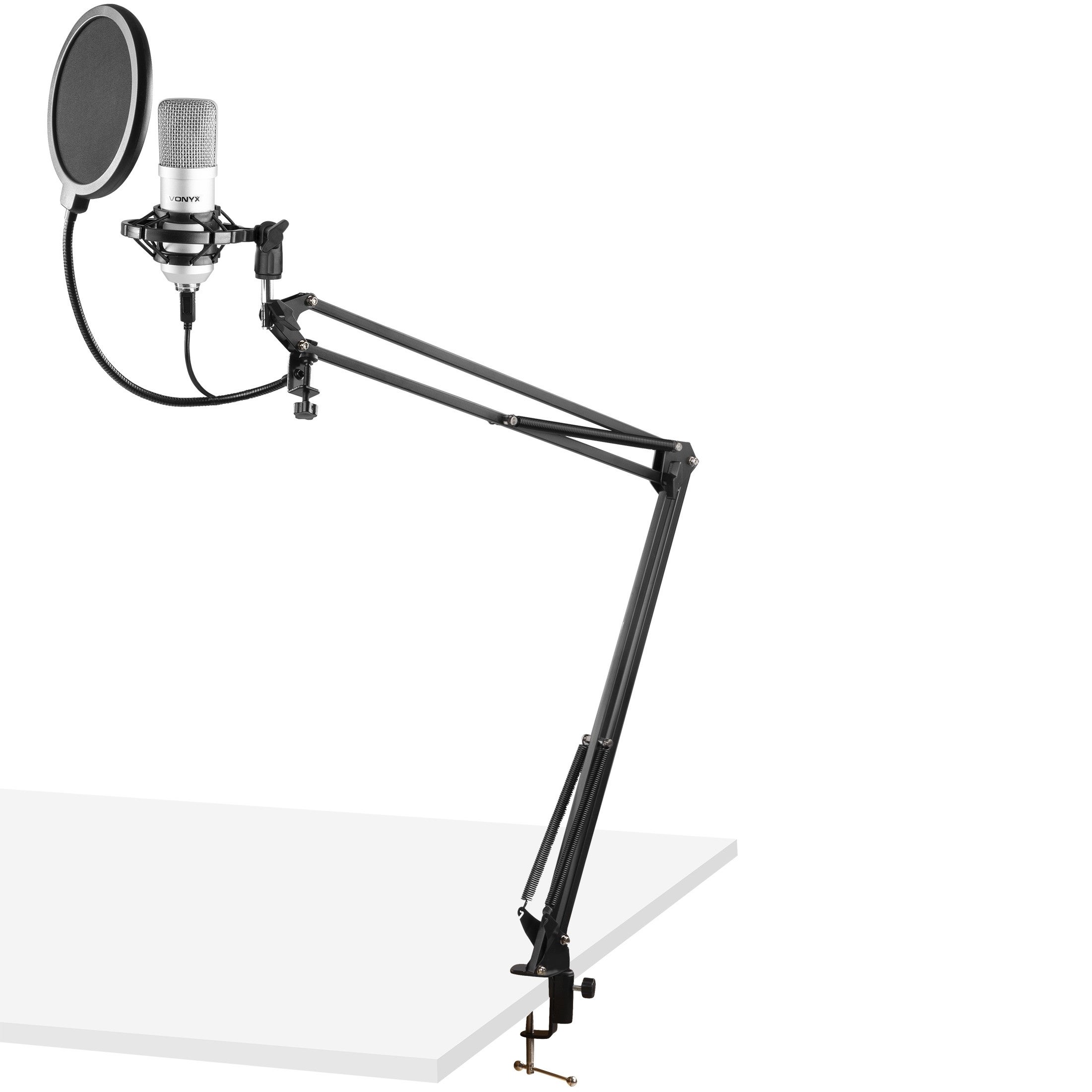 Vonyx CMS300S USB microfoon met broadcast arm en popfilter